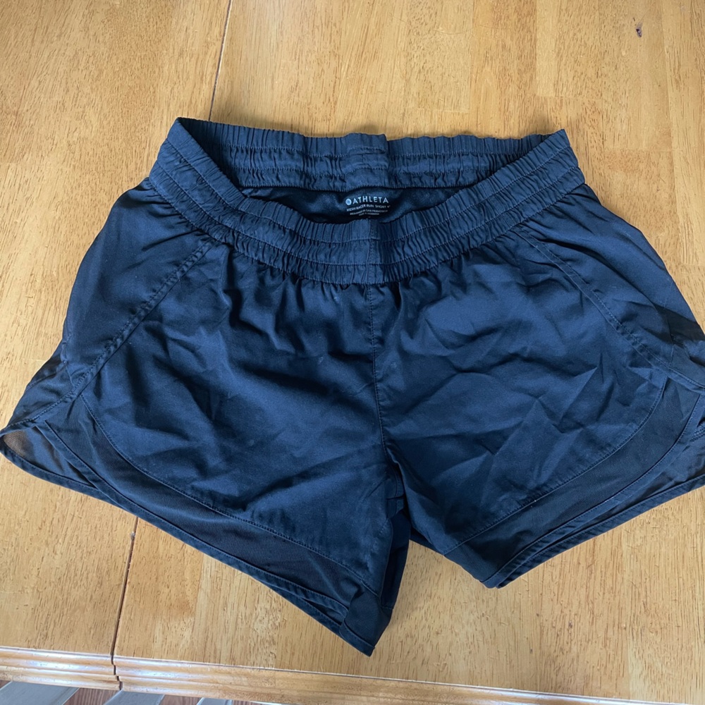Athleta Black Mesh Racer Run Shorts - SMALL